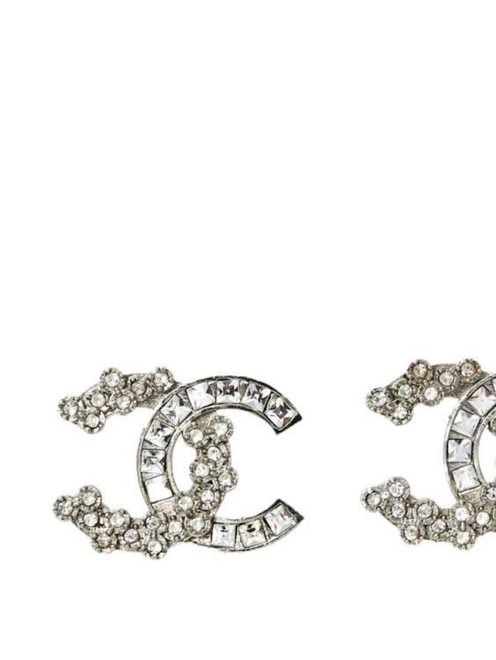 CHANEL Crystal CC Logo Stud Earrings - Clear/Silver